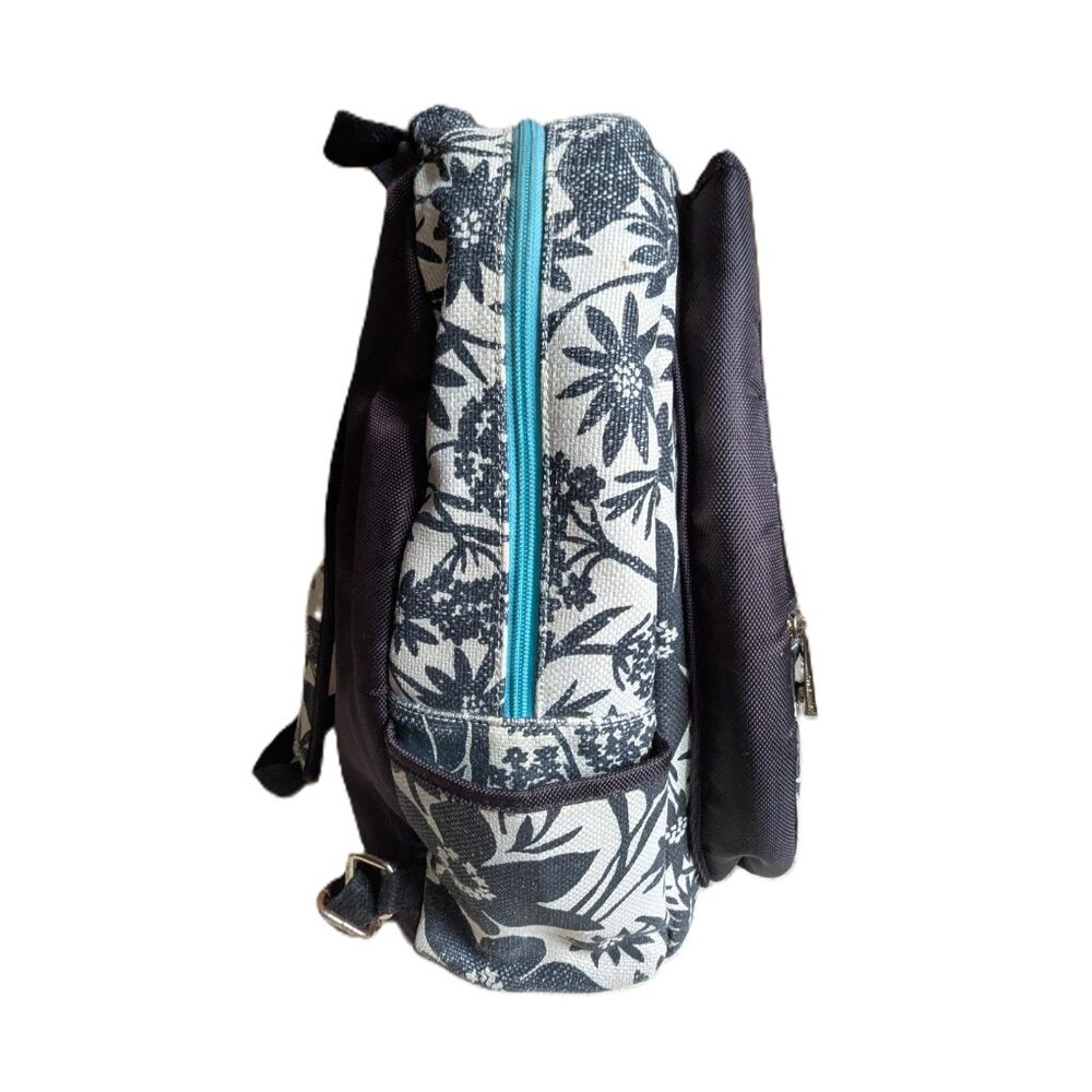 Spartina 449 Floral Black and White Tennis Backpack - Picture 5 of 7